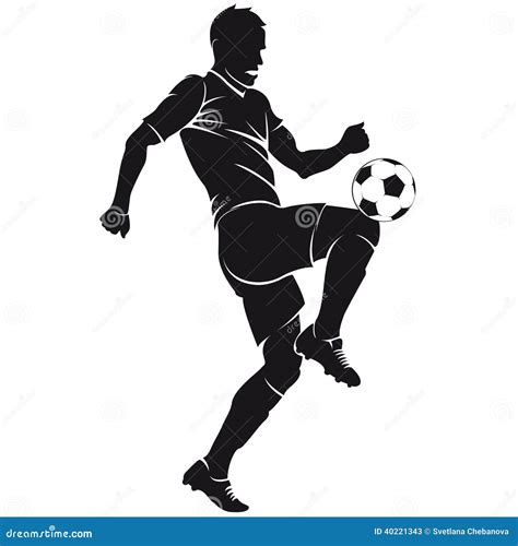 Vector Football Soccer Player Silhouette With Ba Stock Vector