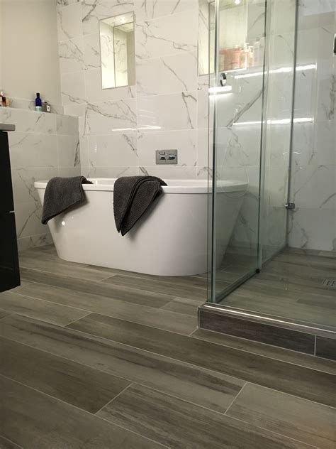 Marble Bathroom With Wood Floor 33 Wood Tile Bathroom Ideas Wood Tile