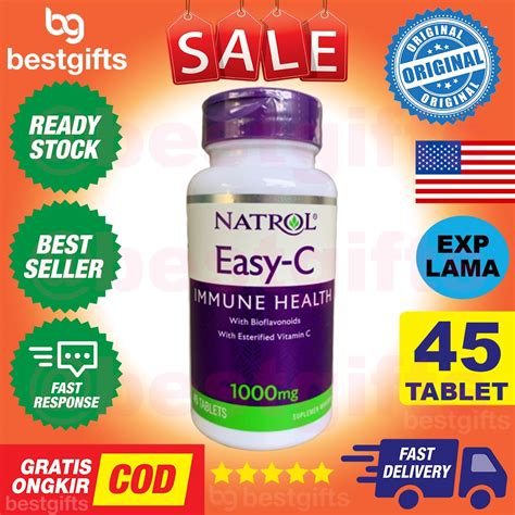 Contributes to normal collagen formation the normal function of teeth, gums, bone and blood vessels. NATROL EASY C IMMUNE HEALTH VITAMIN VIT C 1000MG 1000 MG ...