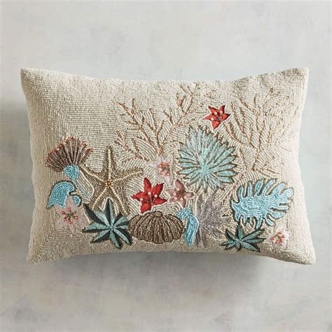Pier 1 Imports Beaded Sea Life Lumbar Pillow Handcrafted Pillows Bed