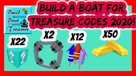 As we mentioned earlier, each code you use will give you a pretty attractive prize. BUILD A BOAT FOR TREASURE CODES 2020 - YouTube