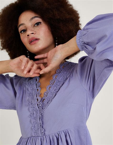 Lucy Lace Plain Top In Lenzing™ Ecovero™ Purple Tops And T Shirts