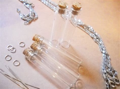Diy Glass Vial Necklace Kit Silver Chains Glass Vials