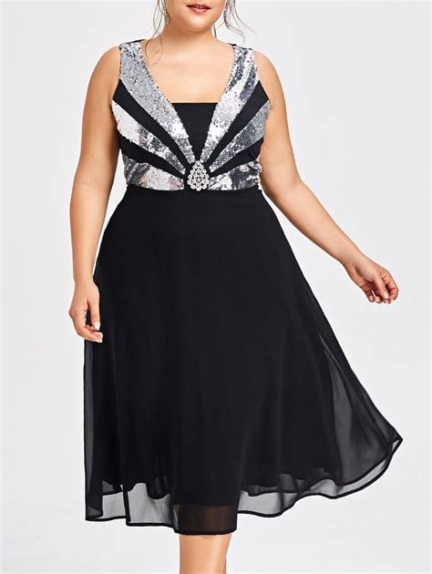 Plus Size Sequined Flowy Party Dress Party Dress Plus Size Sparkly