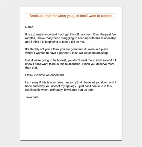 Break Up Letter How To Write 10 Free Examples Docformats