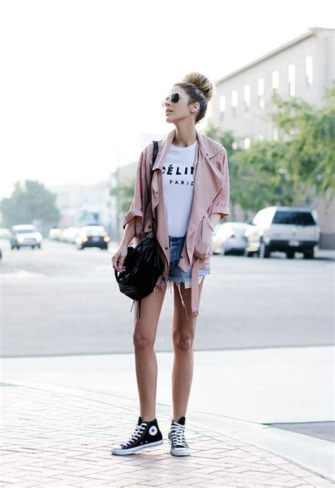 Black High Top Converse Denim Shorts Coole Outfits Mode Style Outfit