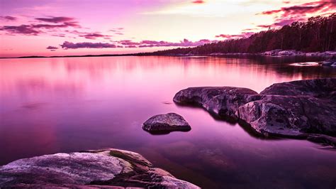 Lac Violet Nature Coucher De Soleil Paysages Hd Aperçu