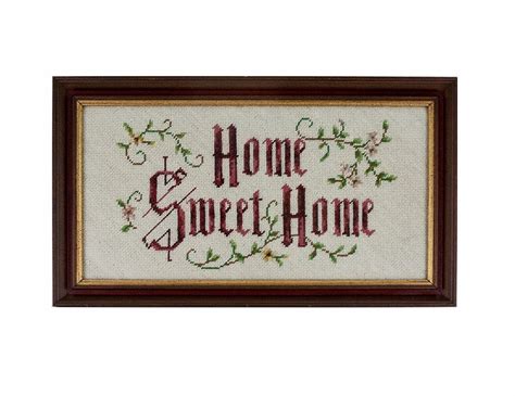 Vintage Cross Stitch Wall Art Home Sweet Home Embroidery Embroidered