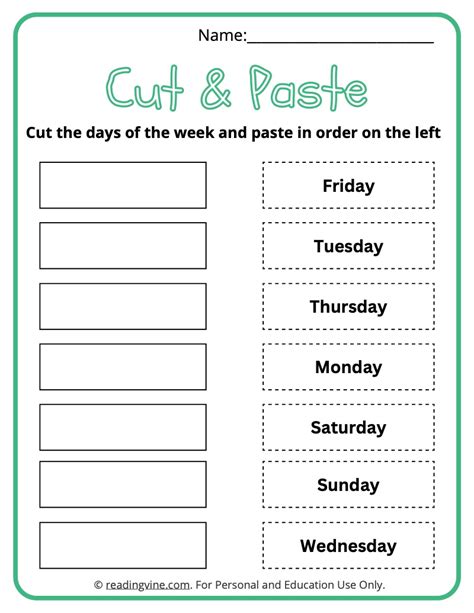 Days Of The Week Worksheets Free Printable Activities