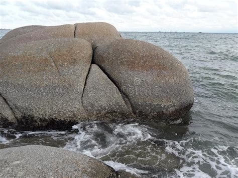 Large Boulders Are Located On The Beach By The Sea Stock Image Image