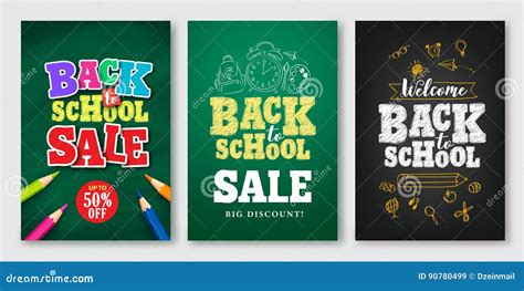 Back To School Sale Vector Set Of Poster And Banner With Colorful Title