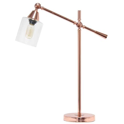 Lalia Home 28 In Rose Gold Vertically Adjustable Metal Desk Lamp Lhd