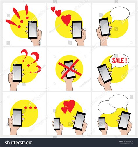 Mobile Phone Hand Icon Set Vector Stock Vector Royalty Free 482245792