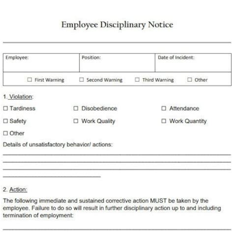 Employee Disciplinary Notice Employee Write Up Employee Etsy