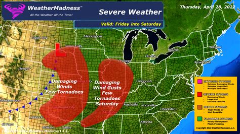 Weather Madness Updated Severe Weather Map For Friday To Saturday