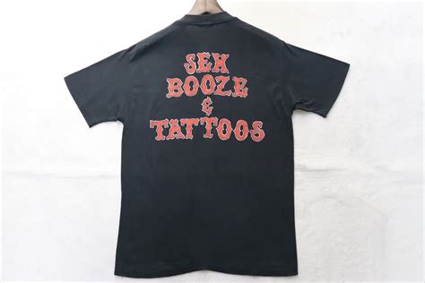 80s 86年 ヴィンテージ Laguns Sex Booze And Tattoos Tシャツ L Usa製 Mad Marc Rude Guns Nroses ガンズアンドローゼズ中古