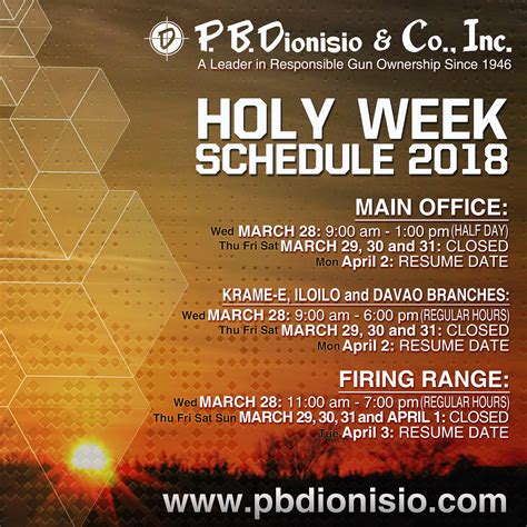 holy week holidays 2018 p b dionisio and co