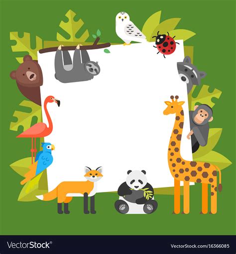 Zoo Animals Template For Banner Royalty Free Vector Image