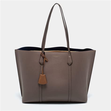 Tory Burch Taupe Leather Perry Triple Compartment Shopper Tote Tory Burch The Luxury Closet