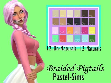 Pastel Sims Braided Pigtails By Lovelysimmer100 At Tsr Sims 4 Updates