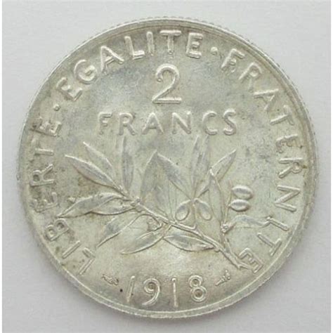 1918 France 2 Francs Silver Coin Very Nice France