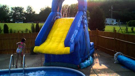 Crazy Fun On The Inflatable Banzai Blaster Pool Slide In Ground Pool