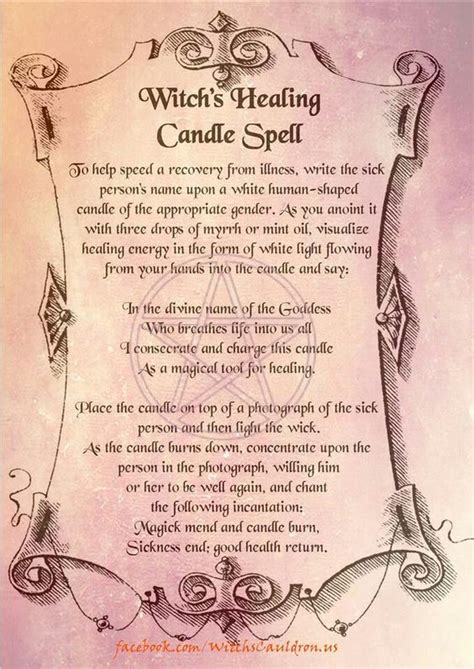 Witchs Healing Candle Spellprintable Spell Pages Witches Of The