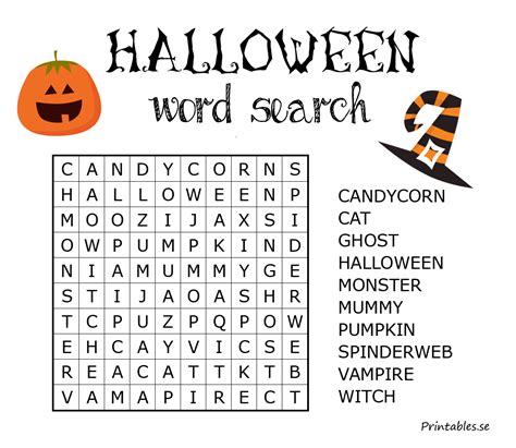 Halloween Inspired Word Search 2 Free Printable