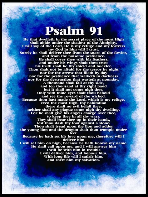Psalms 91 Printable The Psalm Is Full Of Promises Of Protection And