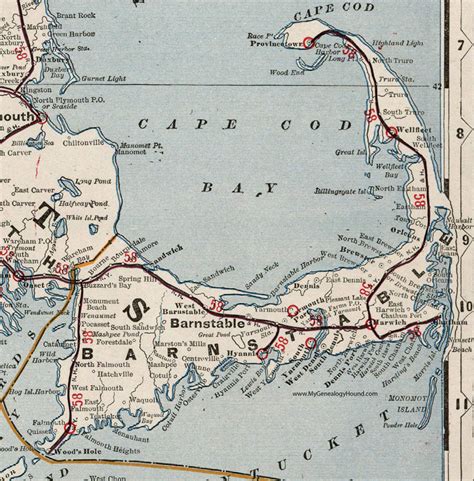 Barnstable County Massachusetts 1901 Map Cram Bourne Hyannis