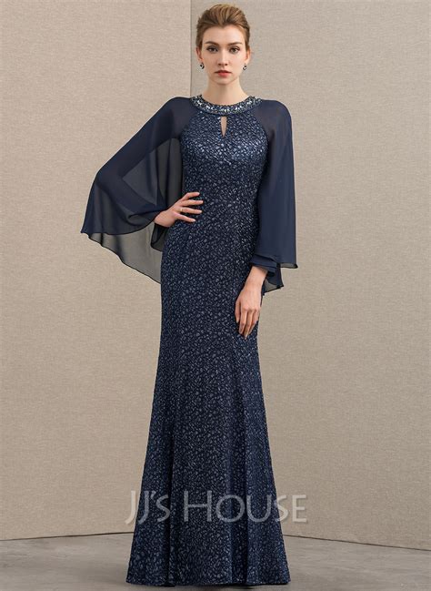 Trumpetmermaid Scoop Neck Floor Length Chiffon Lace Mother Of The