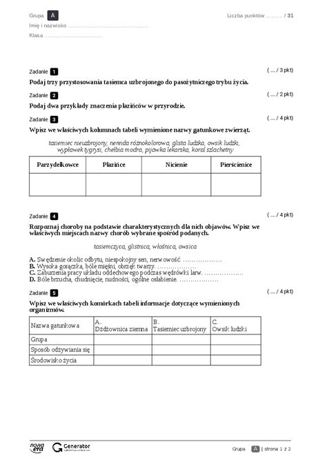 Podaj Dwa Przykłady Znaczenia Małży W Przyrodzie - test dla klasy 6 b - 6 b - Pobierz pdf z Docer.pl