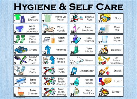 32 Illustrated Chores Set 1 Hygiene And Self Care A4 And Etsy