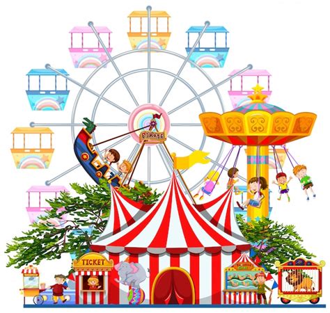 Premium Vector Amusement Park Carnival Tent Booth Game Ticket Wheel