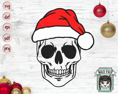 Skull Santa Hat Svg File Skull With Hat Svg Christmas Svg Etsy