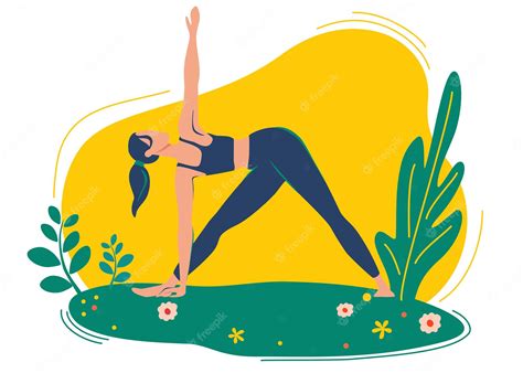 Premium Vector Woman Does Yoga Exercise Yoga Pose The Concept Of