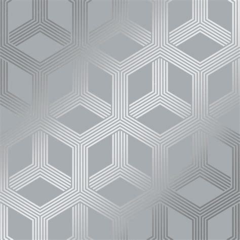 I Love Wallpaper Hexa Geometric Wallpaper Grey Silver
