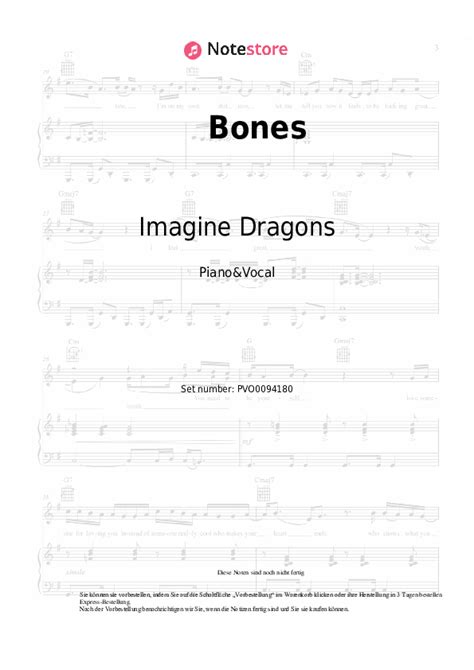 Imagine Dragons Bones Klaviernoten In Note Storede Klavierandgesang