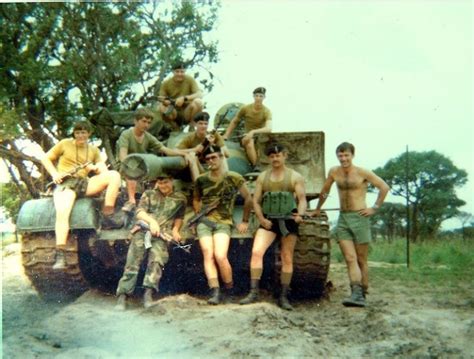 Rhodesian Tankmen Pose For A Photo With Their Captured T55 And Aks R