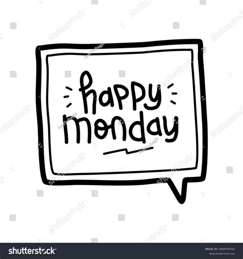Doodle Lettering Text Happy Monday Stock Vector Royalty Free