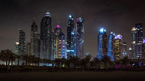 City Lights Cityscape Dubai Night Hd Wallpaper