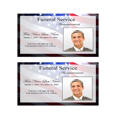 patriotic  funeral announcement template elegant memorials