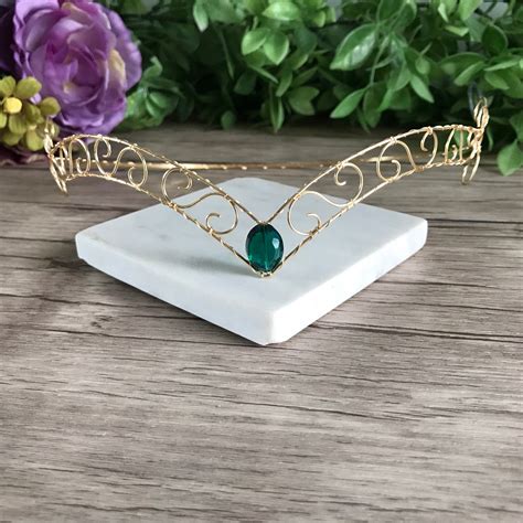 Emerald Crystal Forehead Tiara Green Jewel Forhead Circlet Etsy