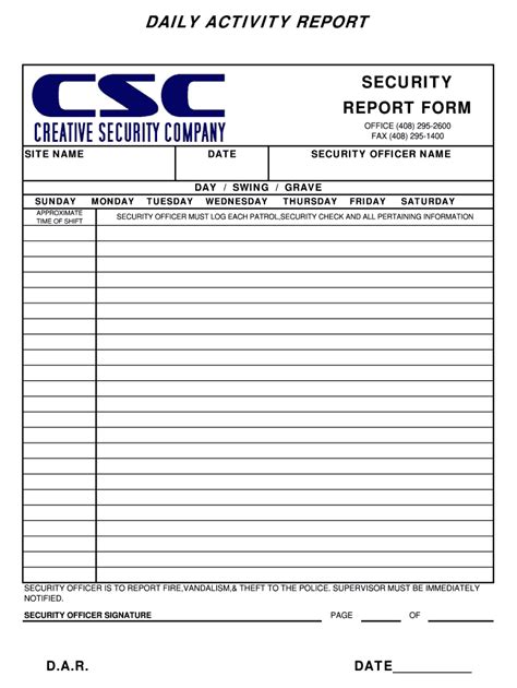 Security Patrol Report Template Best Of Document Template