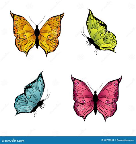 Mariposas Coloreadas Ilustración Del Vector Ilustración De Azul 48778204