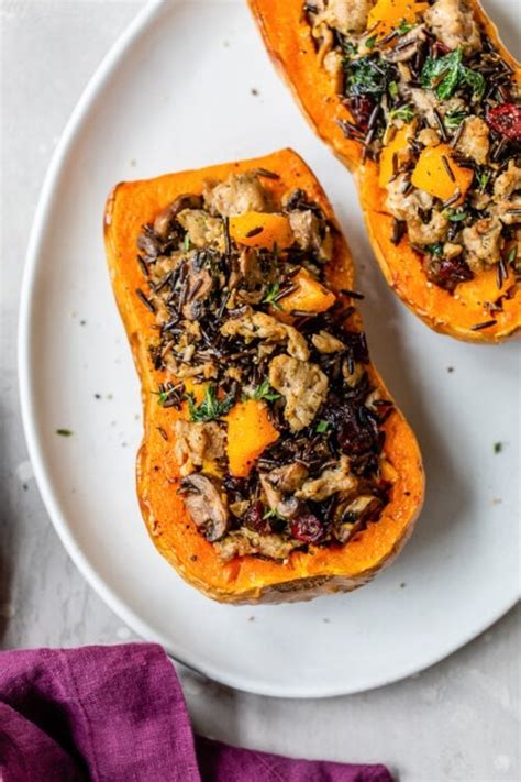 Stuffed Butternut Squash With Wild Rice And Sausage Skinnytaste