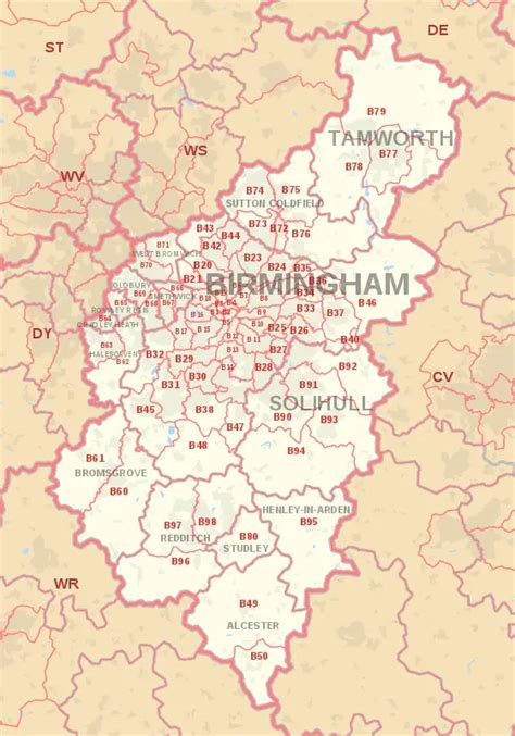 Birmingham Postcode Information List Of Postal Codes Uk