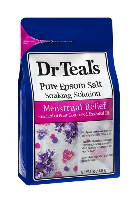 Dr Teals Menstrual Relief Epsom Salt Soaking Solution With Herbal Plant Complex 3 Lbs