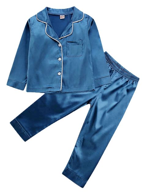 Bmnmsl Girls Silk Satin Pajamas Pyjamas Kids Child Long Sleeve Pjs Set