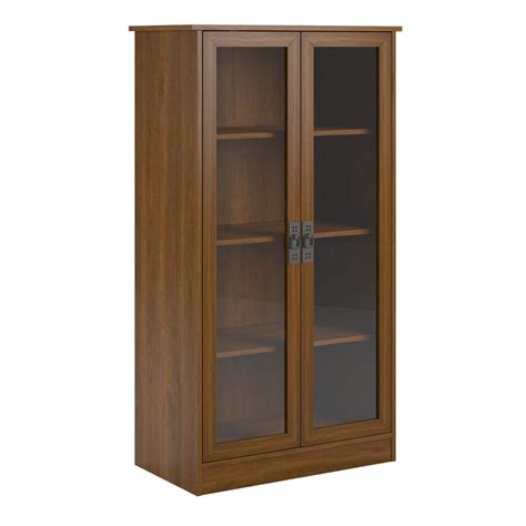 This charming bookcase from ameriwood in a neutral gray finish pairs perfectly with endless styles and décors. Ameriwood Home Lockwood Cherry Glass Door Bookcase-HD62873 ...